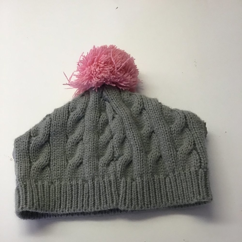 Pink Pom Gray Doggy Hat